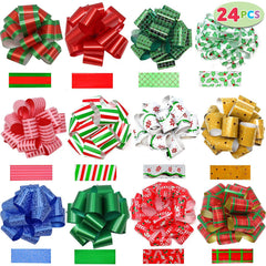 4.7-Inch Christmas Bows for Gift Wrapping, 24 Pack