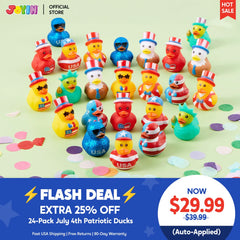 JOYIN 24-Pack Patriotic Rubber Ducks, 2.6-Inch Toys, 8 Unique Designs