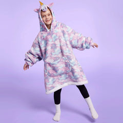 Kids' Sherpa Wearable Blanket - Unicorn Shape