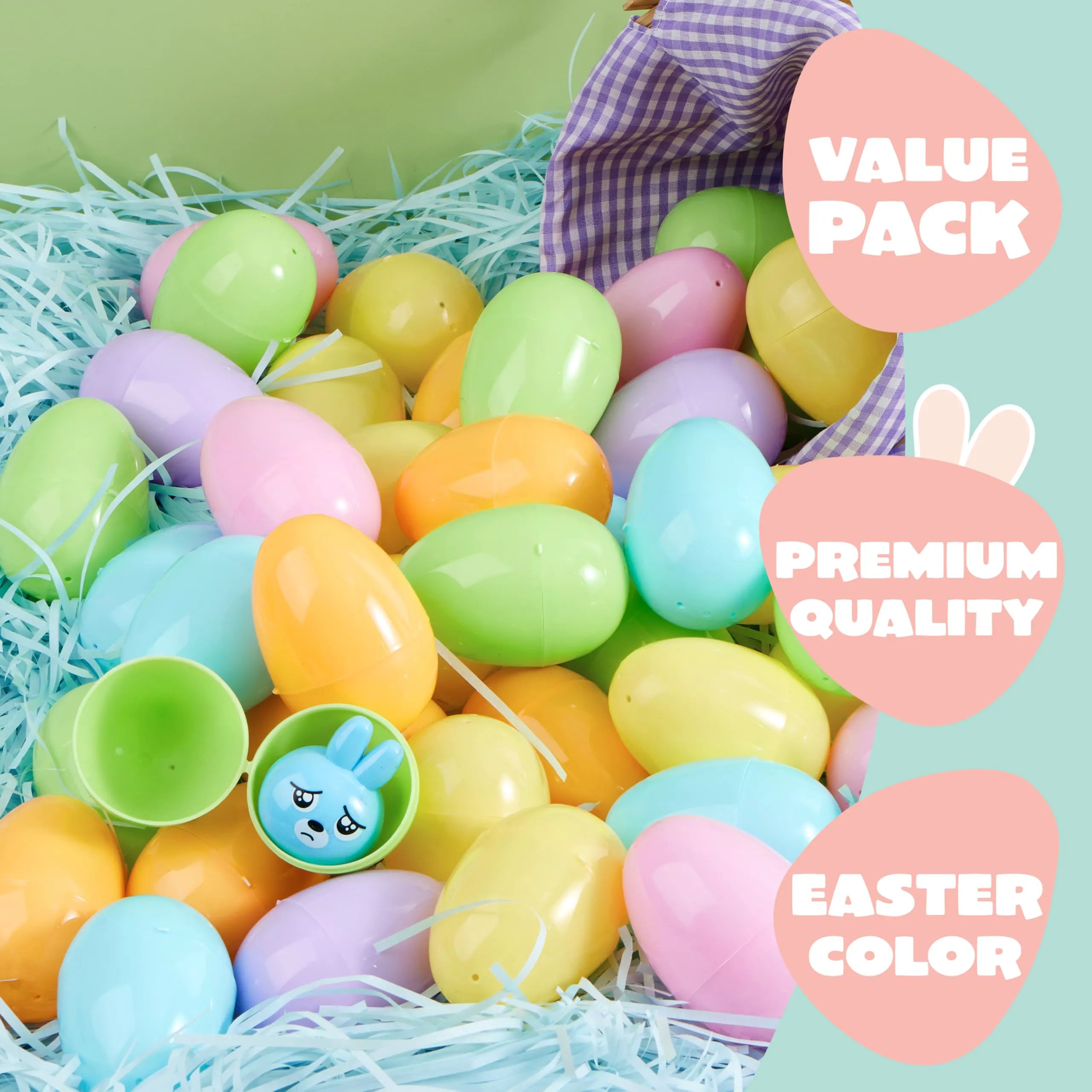 100 Pastel Plastic Fillable Easter Eggs for Hunt & Party Favors