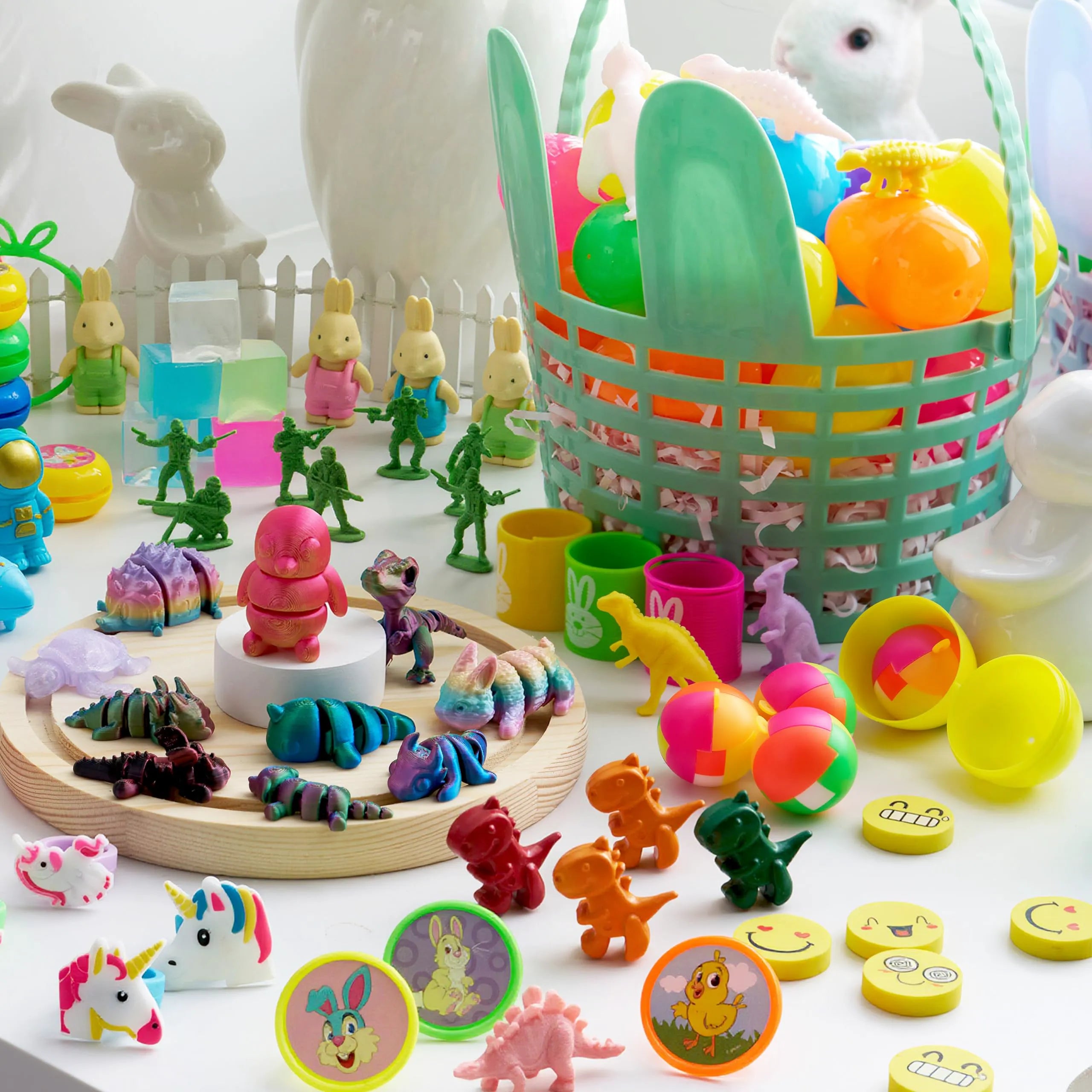 100 Prefilled Easter Eggs with Assorted Toys for Easter Egg Hunts, Basket Stuffers, and Classroom Prizes