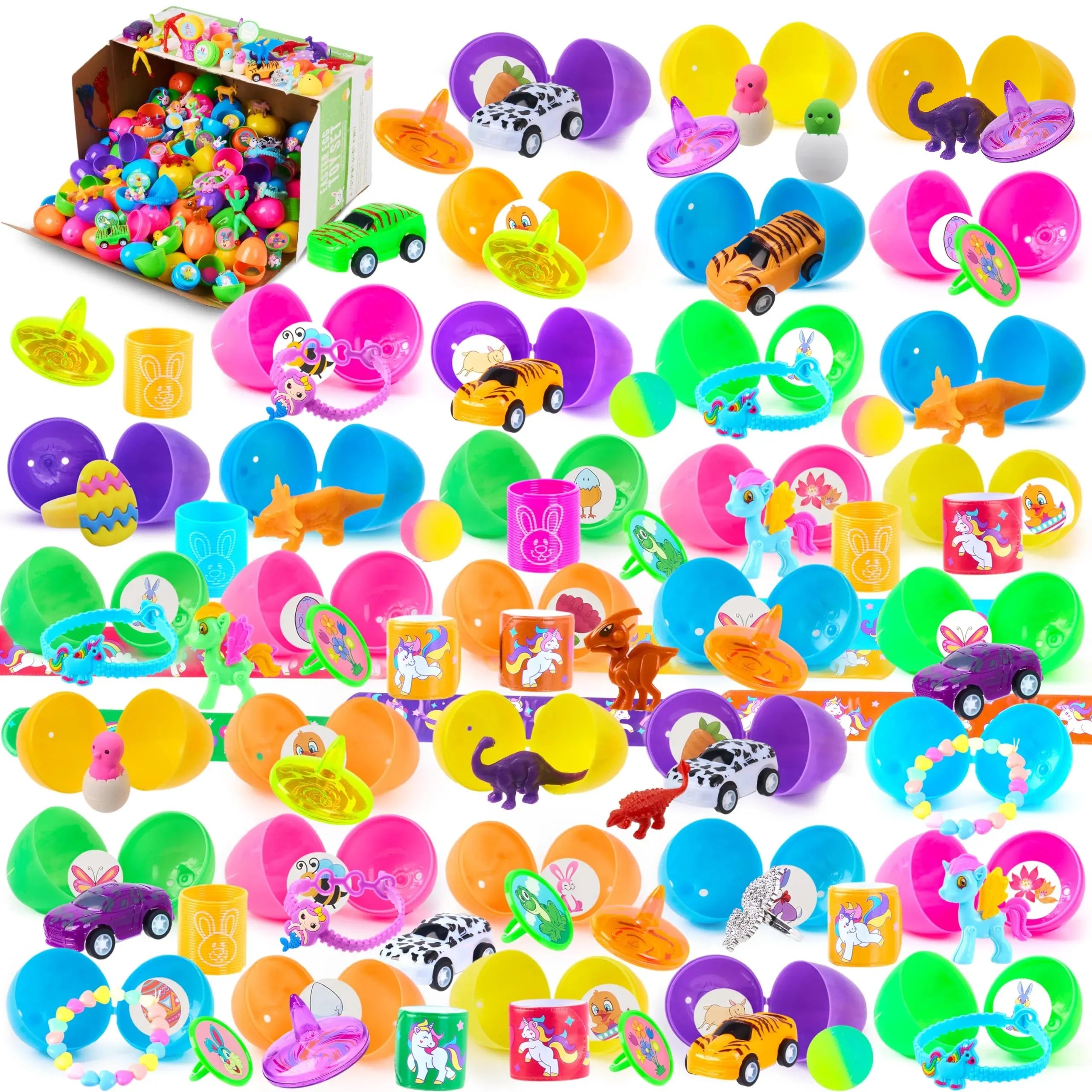 100Pcs 2.5in Toys and Stickers Prefilled Easter Eggs