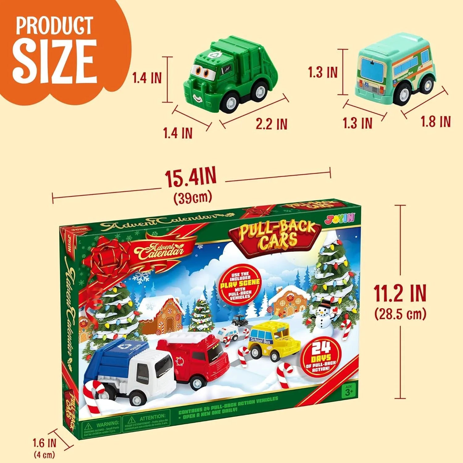 Kids' Advent Calendar with Pull-Back Car Toys