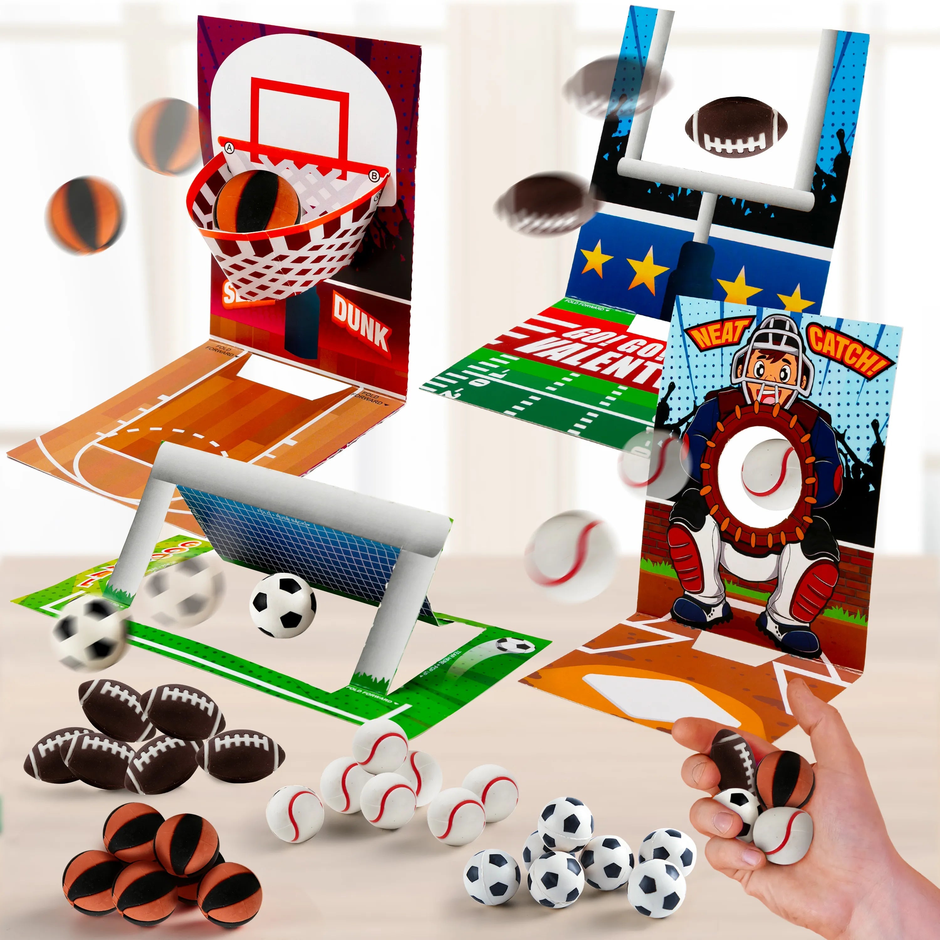 28 Sports Game Erasers with Valentine's Cards for Classroom Exchange