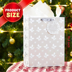 12 Pack Christmas Holiday Foil Gift Bags - Silver, 8 x 4.5 x 10.5 Inches