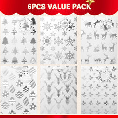 12 Pack Christmas Holiday Foil Gift Bags - Silver, 8 x 4.5 x 10.5 Inches