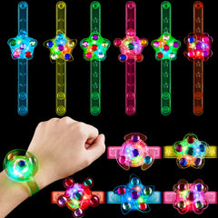 12 Pack LED Light Up Spinner Bracelets - Glow in the Dark Fidget Party Favors