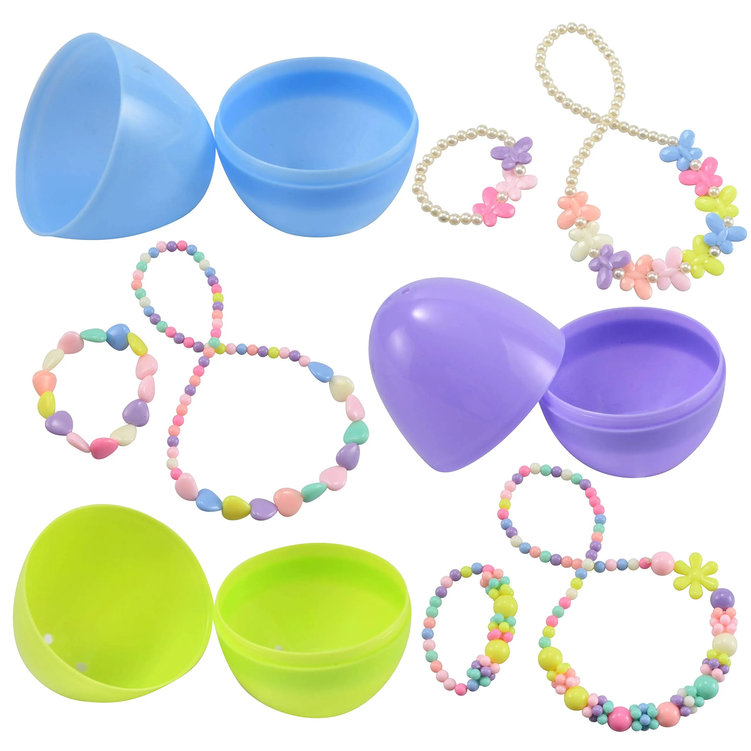 12 Pack Prefilled Easter Eggs with Jewelry Toys for Kids Party Favors & Classroom Prizes