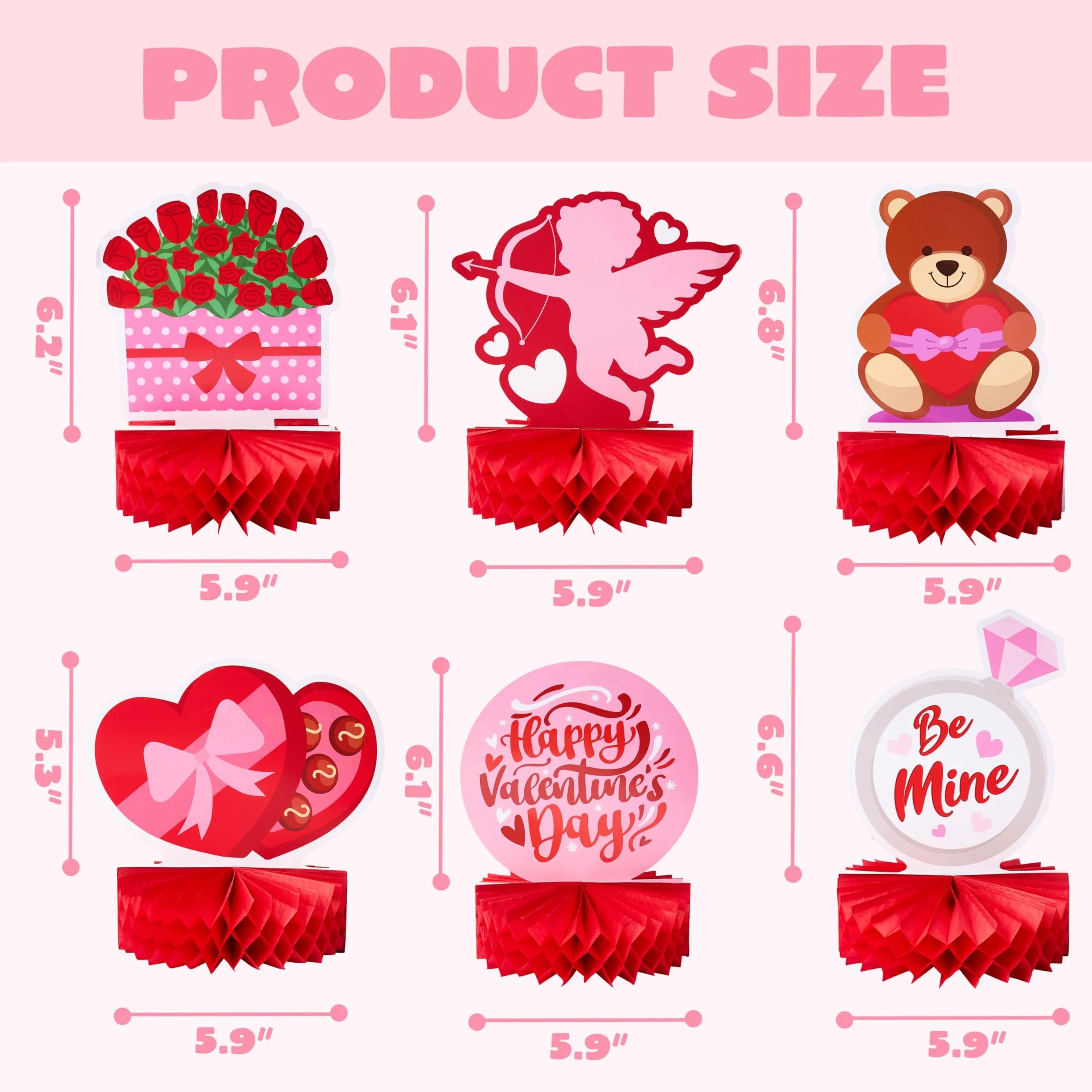 12 Pack Valentine's Day Honeycomb Centerpieces for Table Decor