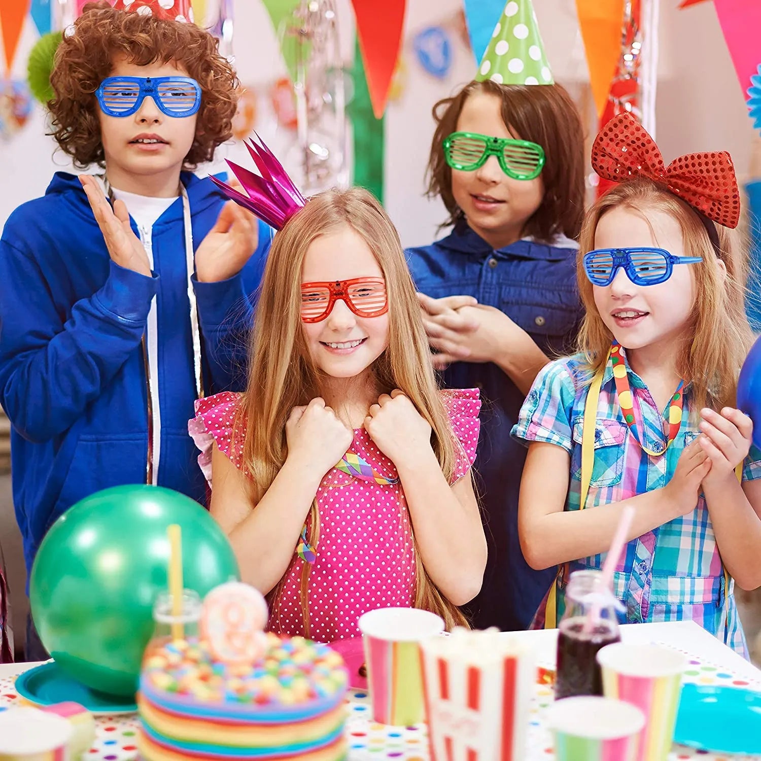 12-Pack LED Glasses with Valentine's Day Cards for Kids Classroom Exchange Gifts