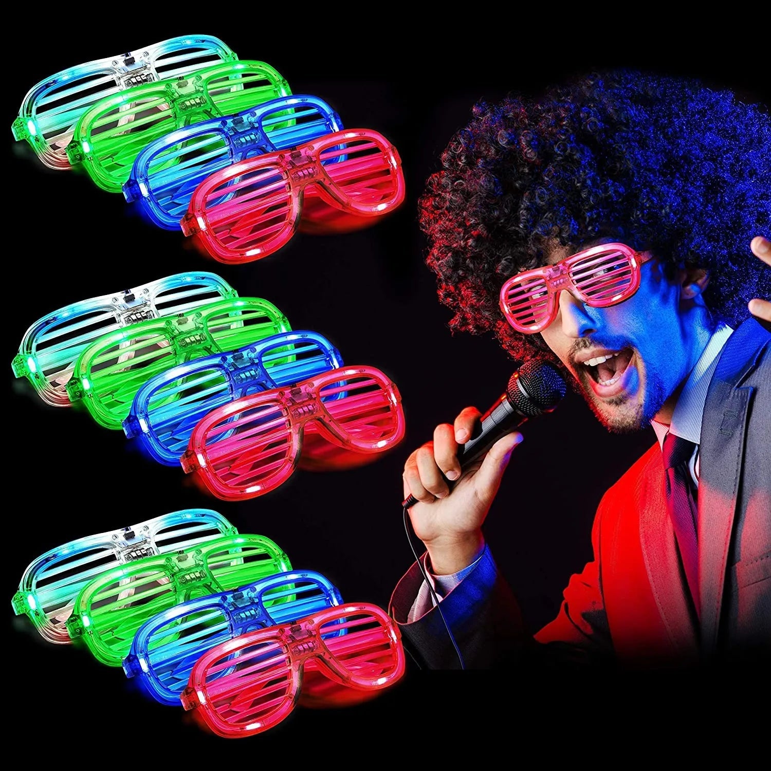 12-Pack LED Glasses with Valentine's Day Cards for Kids Classroom Exchange Gifts