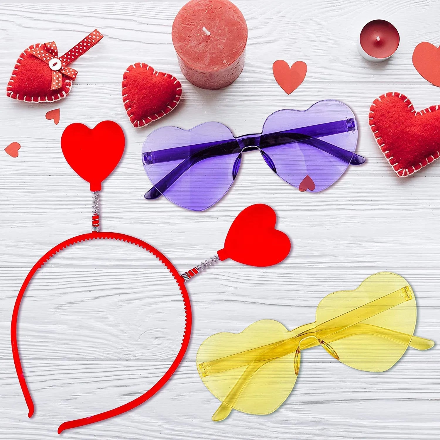 12-Pack Valentine's Day Heart Headbands & Glasses for Classroom Exchange Gifts