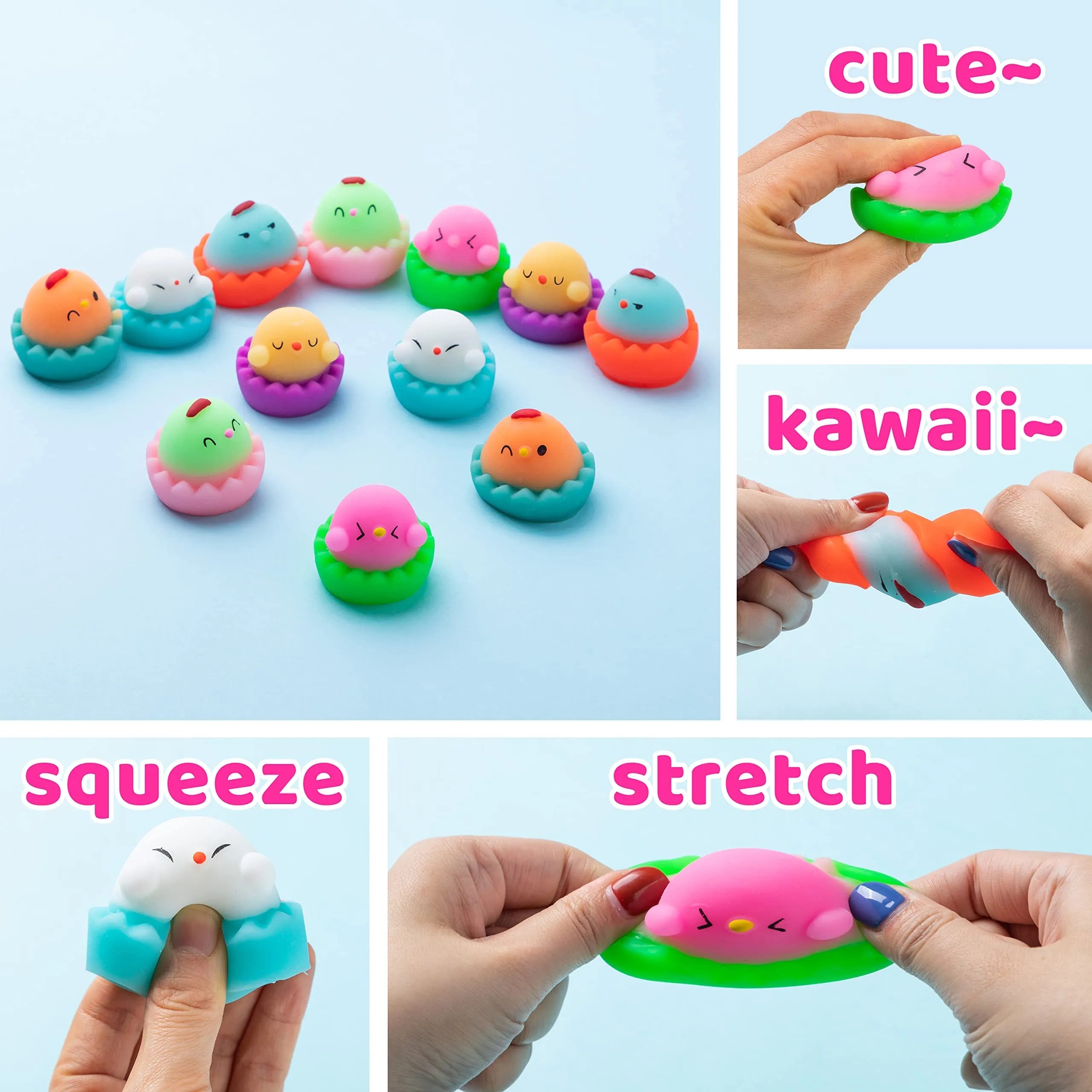12-Pack 3.03-Inch Mochi Chicken Squishy Toys Prefilled Easter Eggs for Egg Hunt