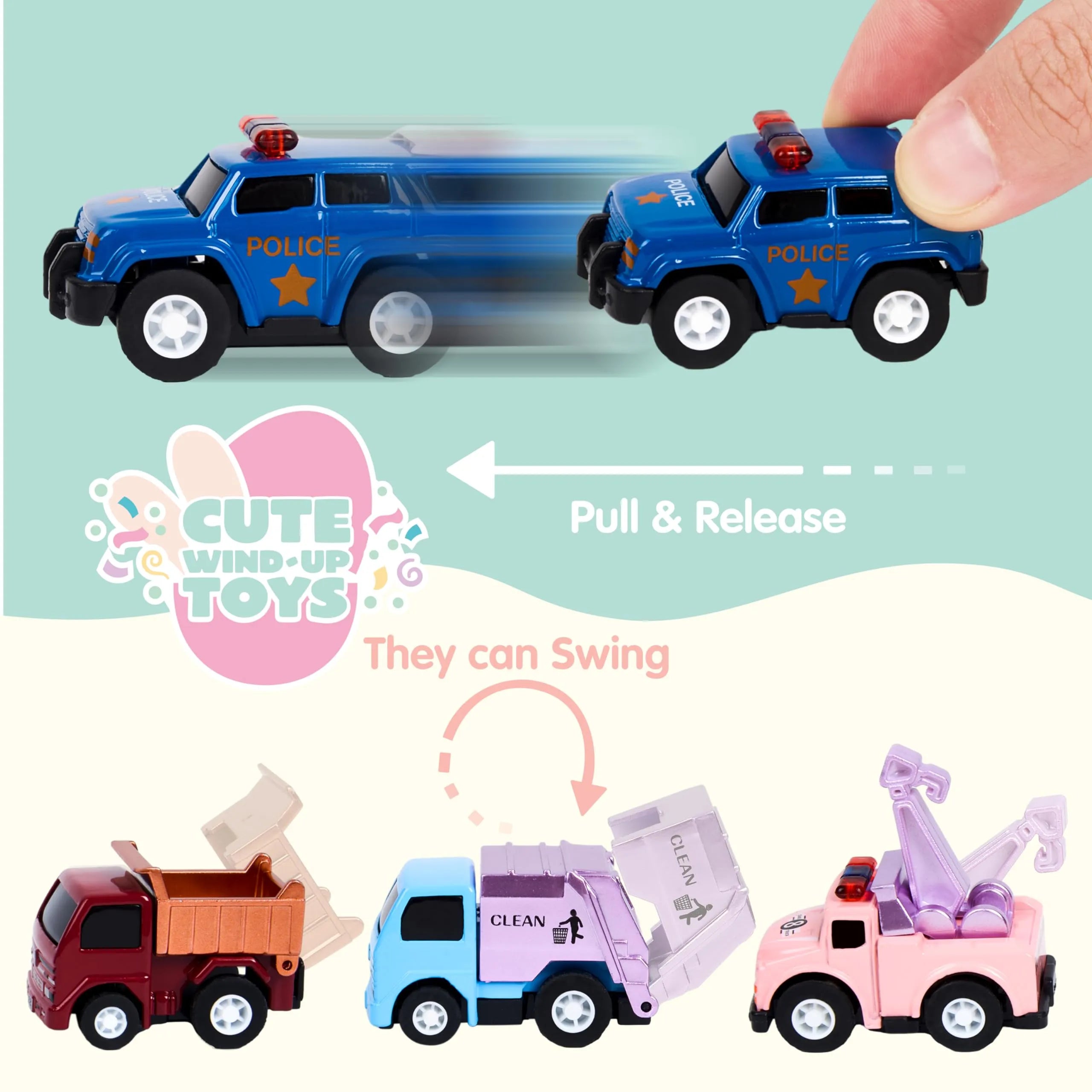 12 Pack 3.15 Inch Prefilled Easter Eggs with Die-Cast Pull Back Cars