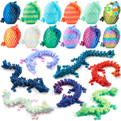 12 Pcs 3D Printed Articulated Dragon Eggs for Easter Party Favors, Egg Hunt & Classroom Prizes