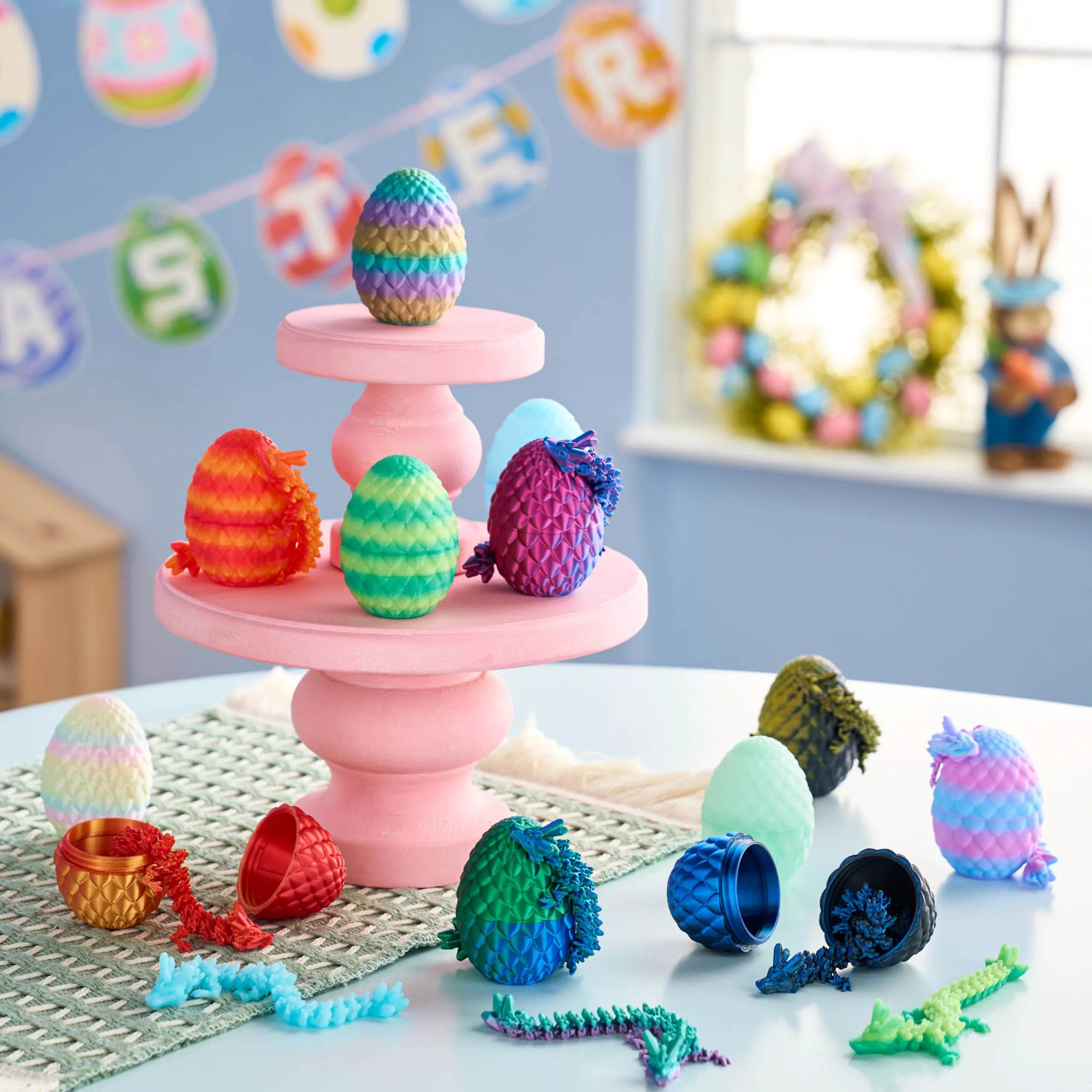 12 Pcs 3D Printed Articulated Dragon Eggs for Easter Party Favors, Egg Hunt & Classroom Prizes