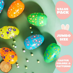 12Pcs Bright Color Plastic Easter Egg Shells 7in