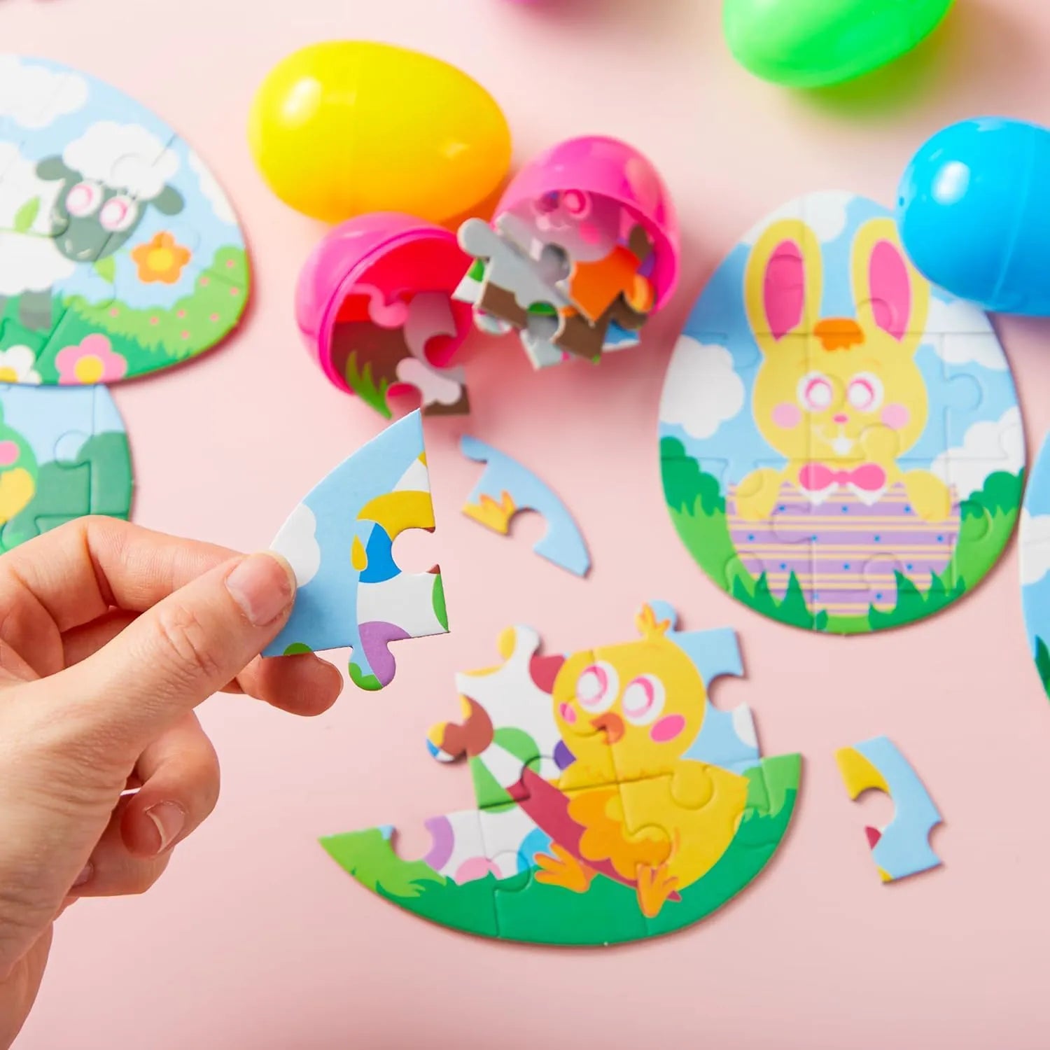 12-Piece Easter Egg Jigsaw Puzzle Set for Egg Hunts and Party Favors
