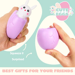 12Pcs Easter Squishy Toys - Bunny & Chick Stress Relief Eggs