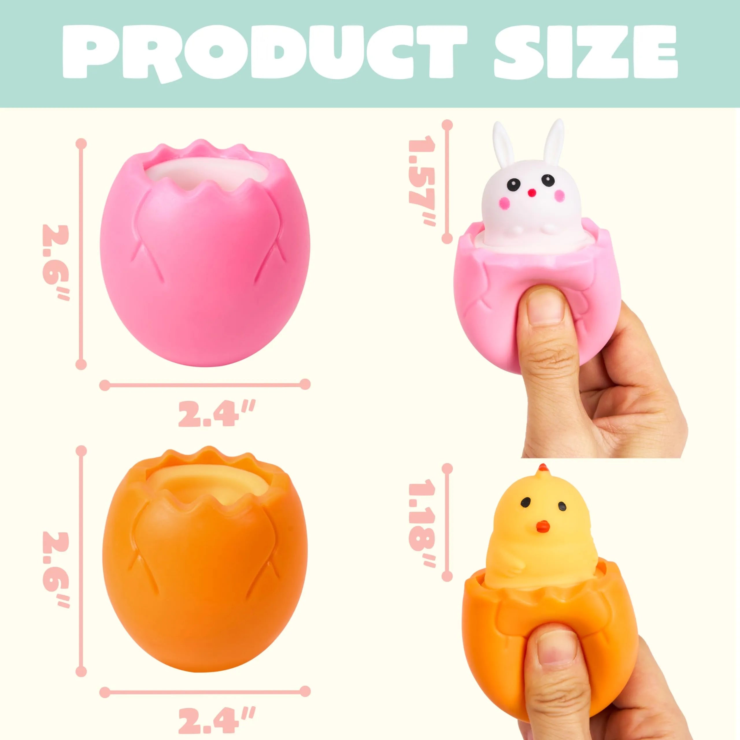 12Pcs Easter Squishy Toys - Bunny & Chick Stress Relief Eggs