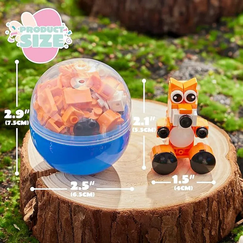 12 Easter Eggs with Animal Building Blocks for Kids Party & Hunt