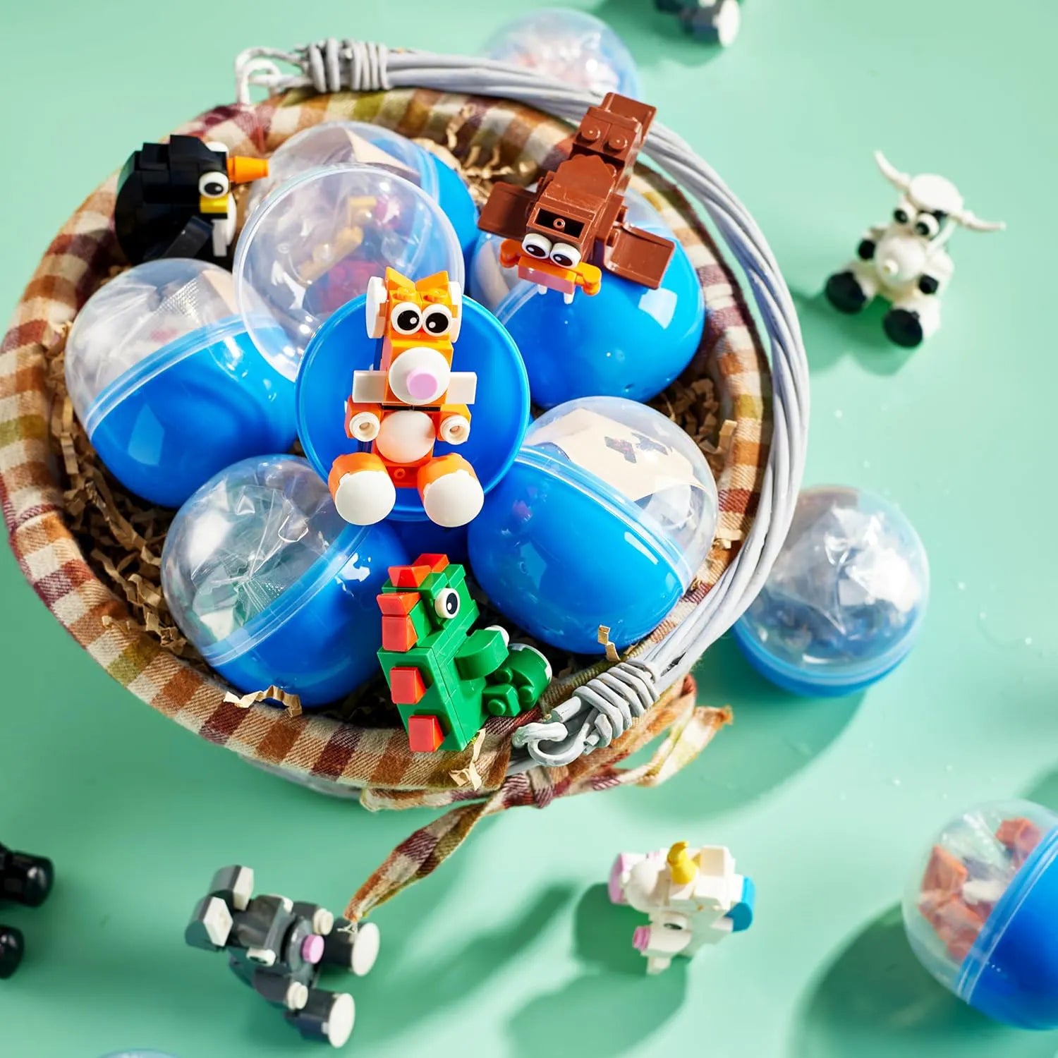 12 Easter Eggs with Animal Building Blocks for Kids Party & Hunt