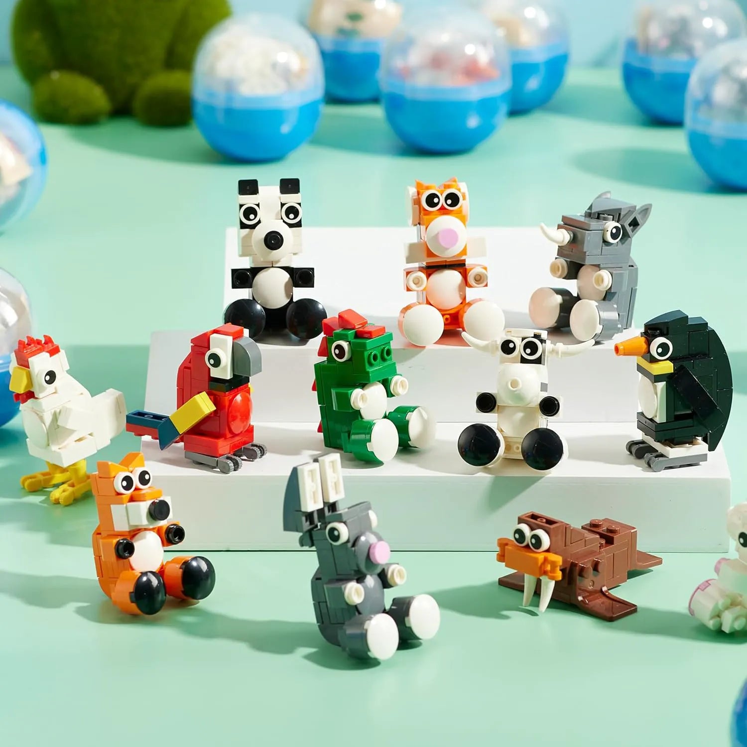12 Easter Eggs with Animal Building Blocks for Kids Party & Hunt