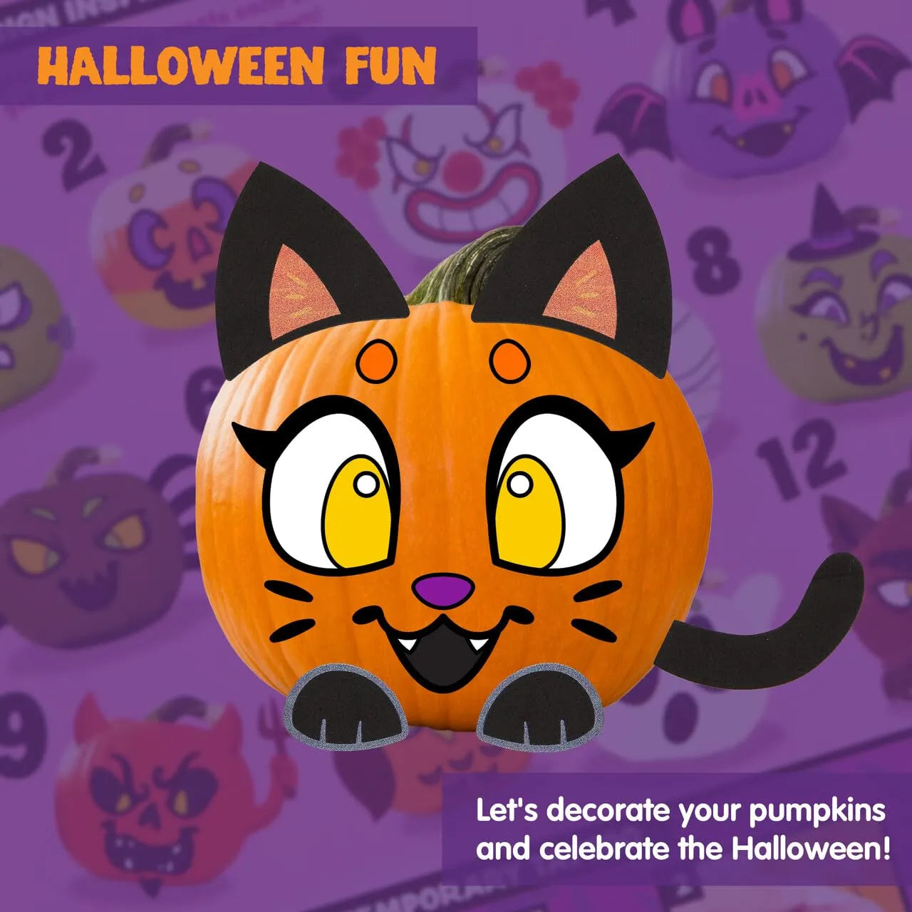 12 Pcs Halloween 3D Pumpkin Decorating Kit, DIY Crafts for Kids