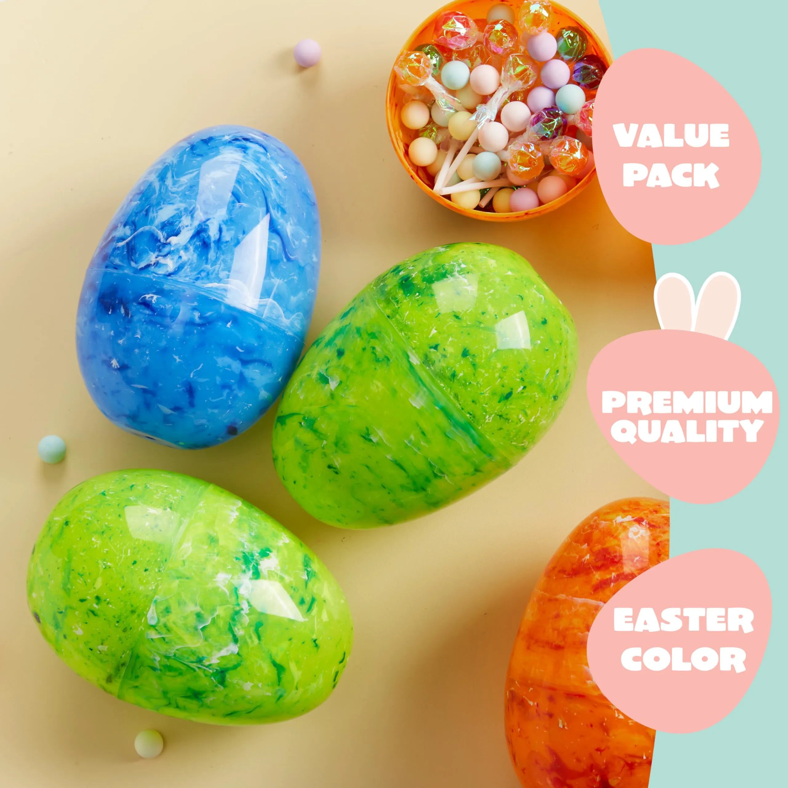 12 Jumbo Fillable Plastic Easter Eggs for Hunt and Basket Stuffers
