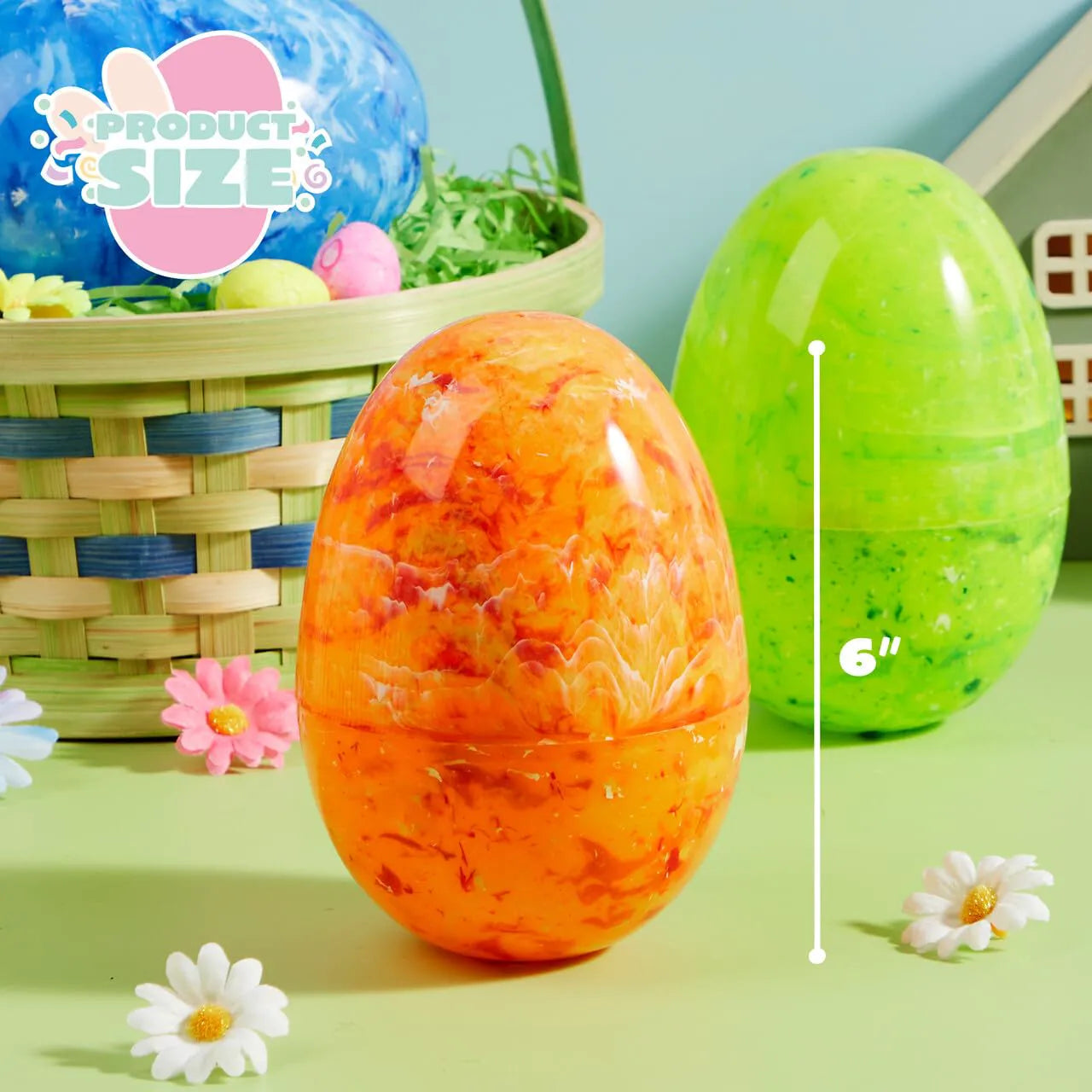 12 Jumbo Fillable Plastic Easter Eggs for Hunt and Basket Stuffers