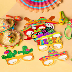 12 Pack Mexican Fiesta Party Paper Eyeglasses for Cinco de Mayo Decorations