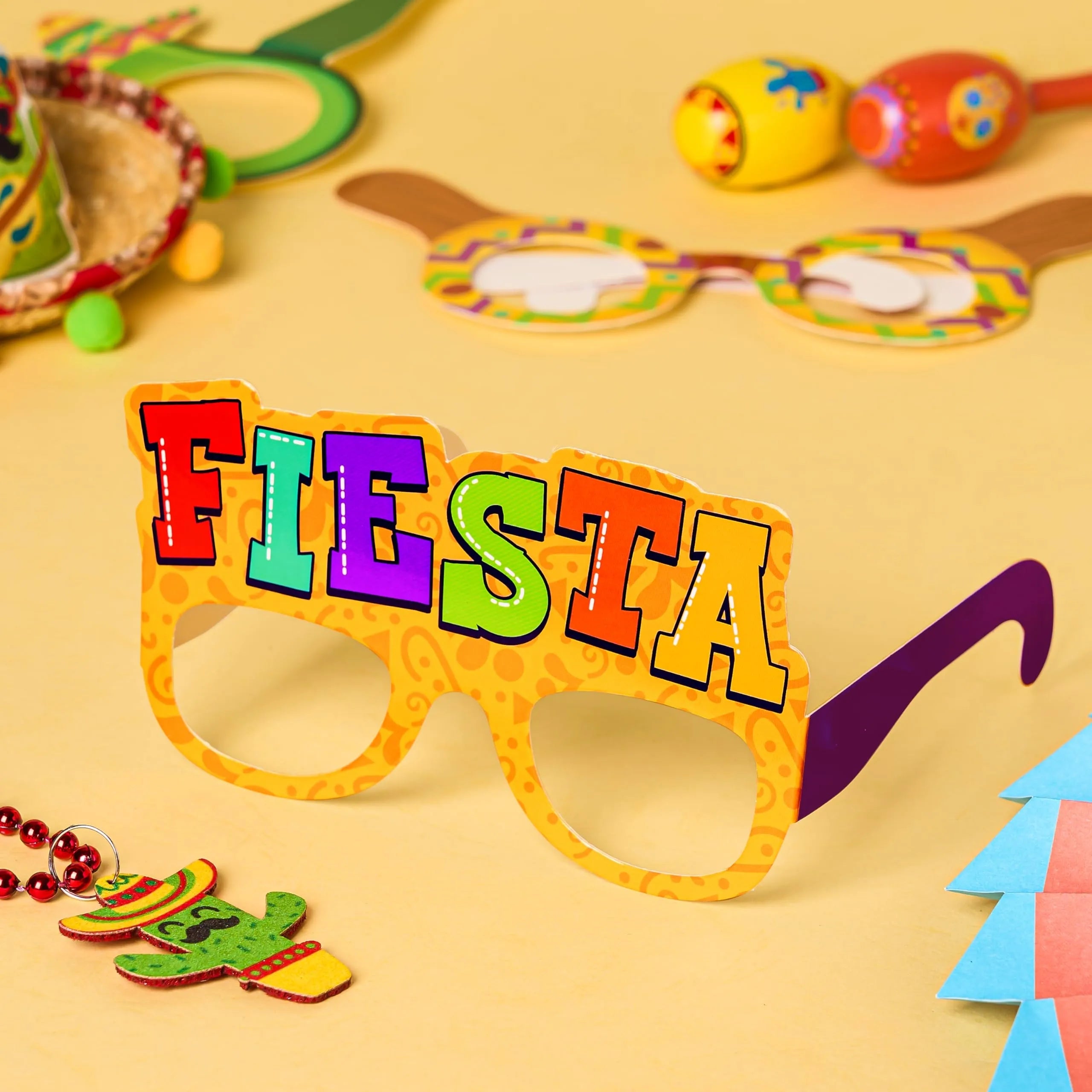 12 Pack Mexican Fiesta Party Paper Eyeglasses for Cinco de Mayo Decorations