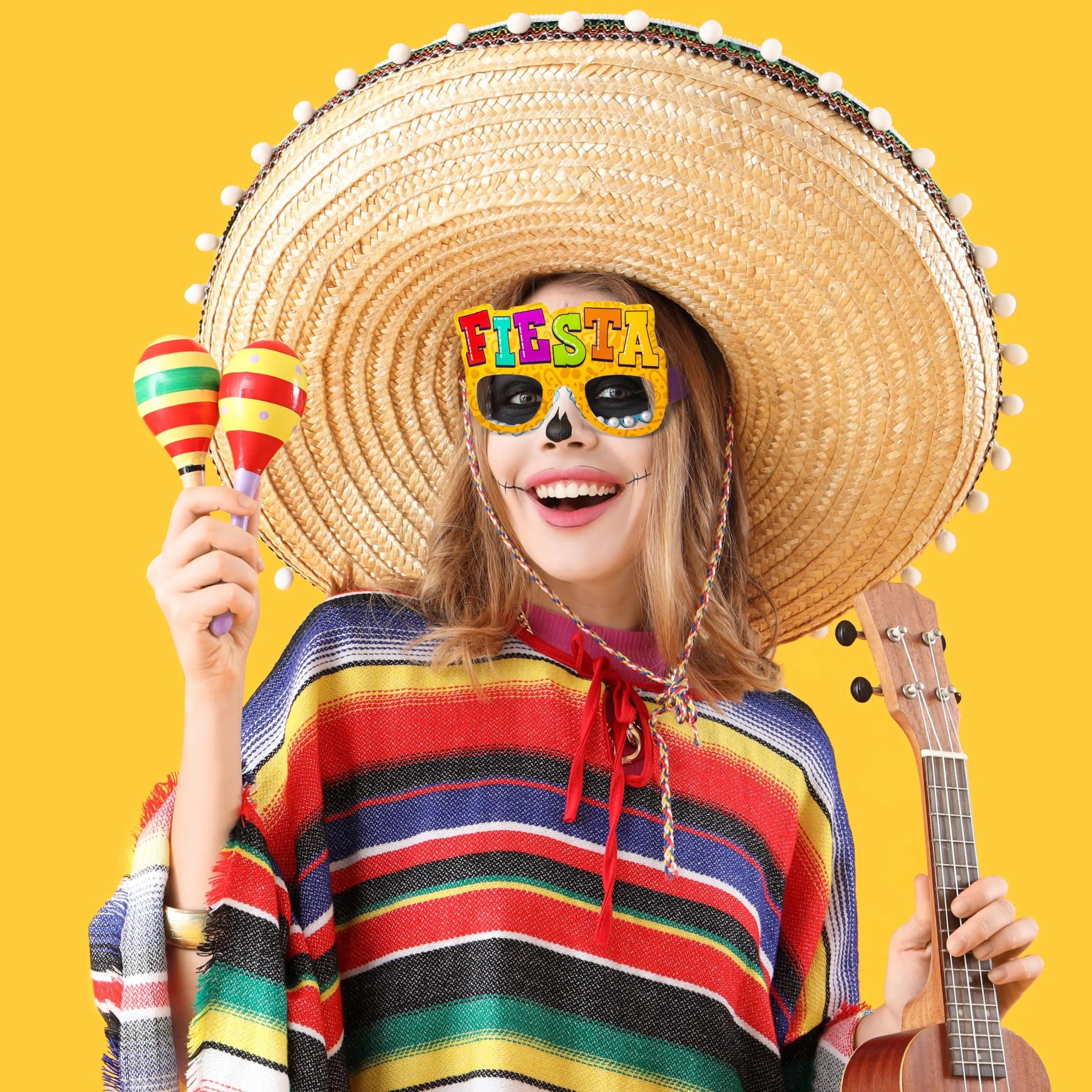 12 Pack Mexican Fiesta Party Paper Eyeglasses for Cinco de Mayo Decorations
