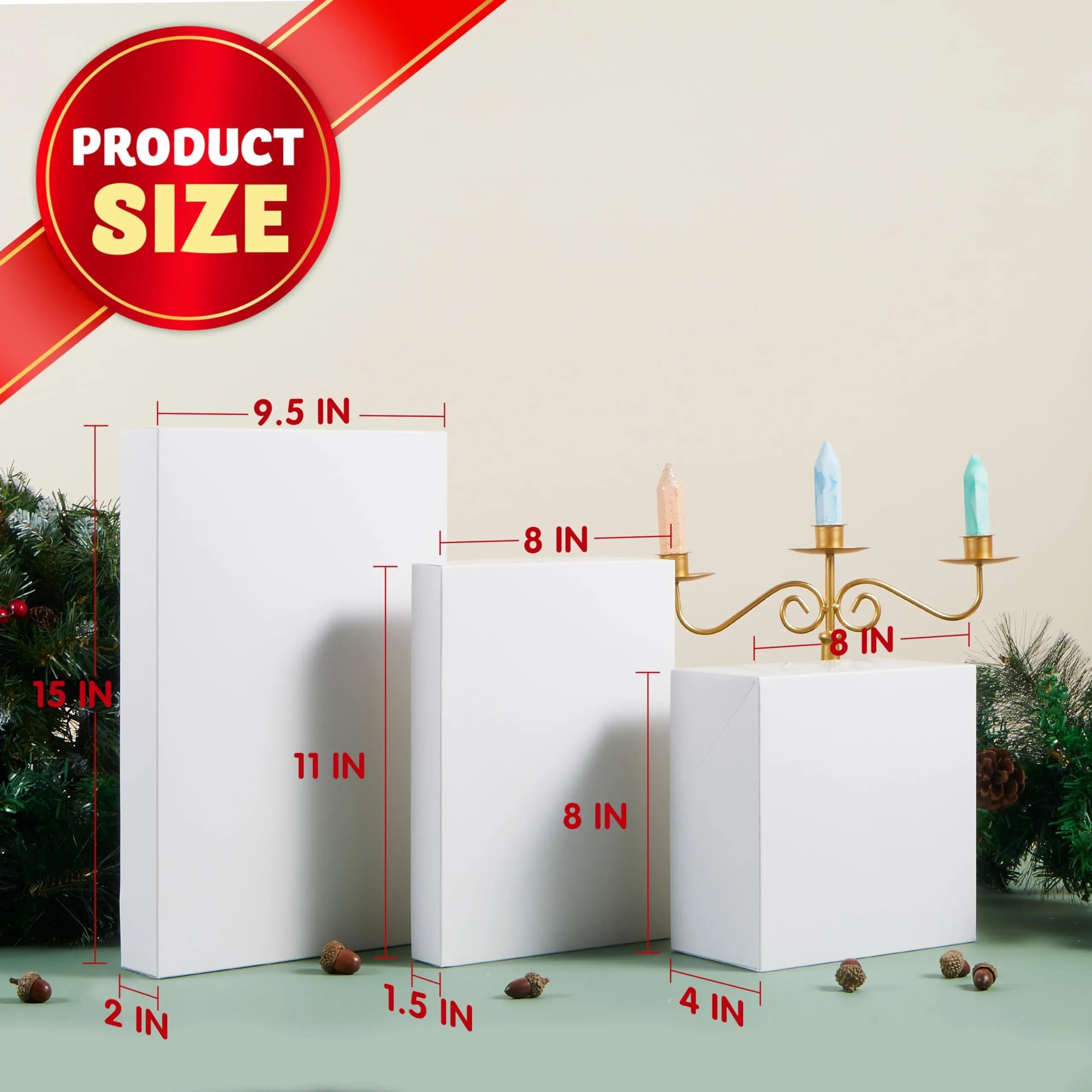 12 White Cardboard Christmas Gift Boxes - 6 Medium Size for Shirts