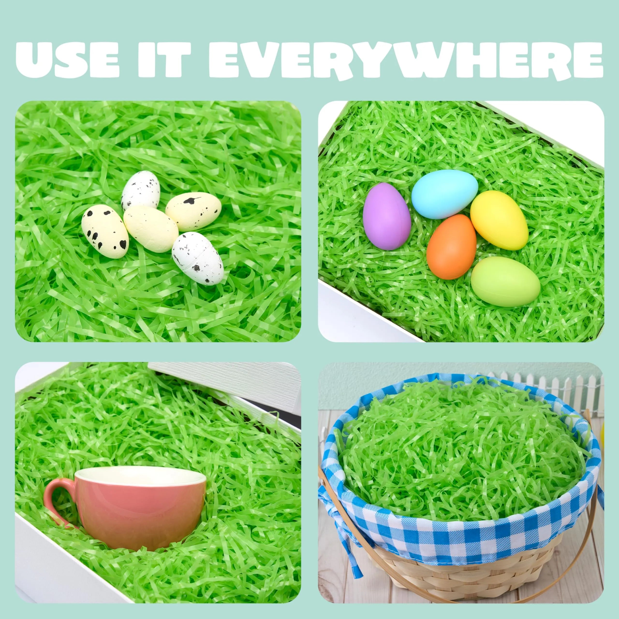 12oz (340g) Easter Light Green Plastic Fake Grass for Egg Hunt
