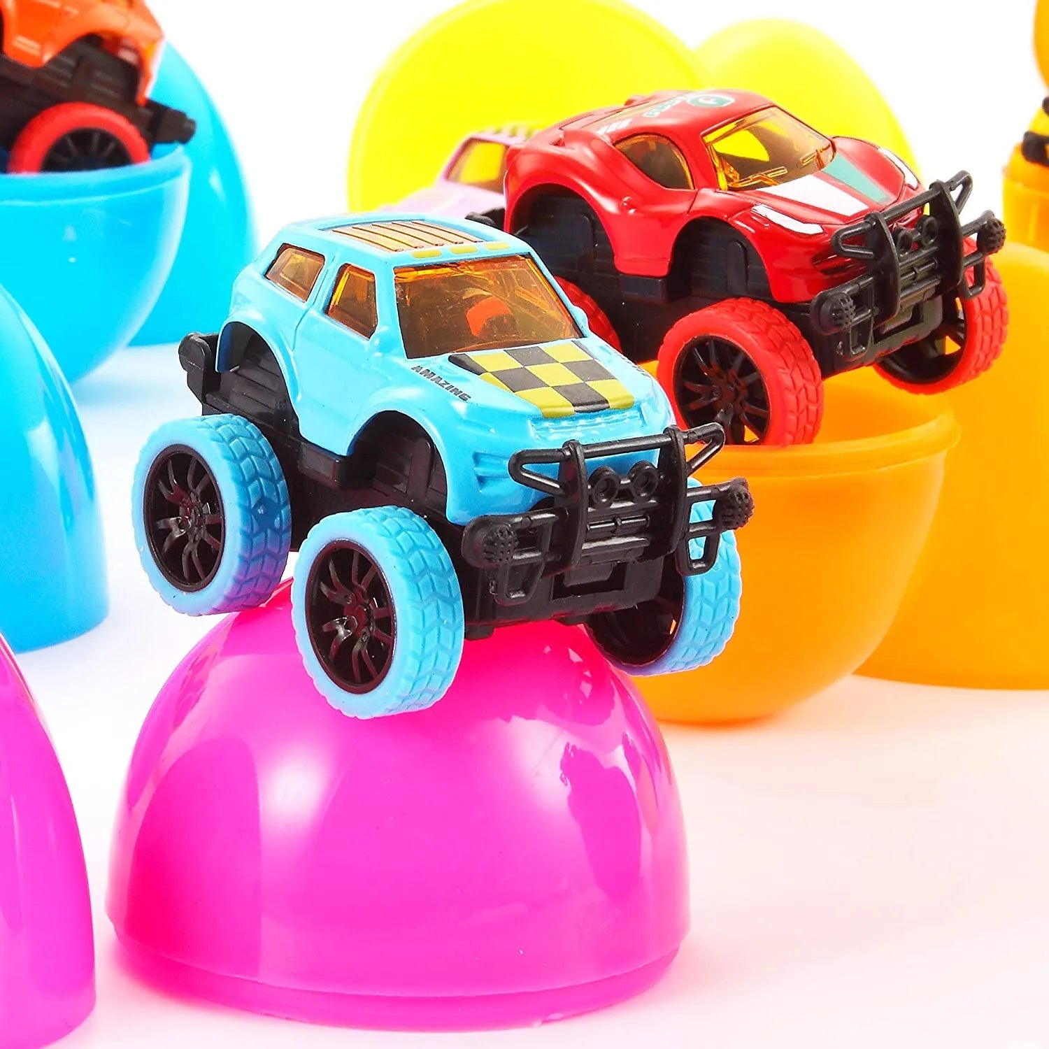 12Pcs 3.8in Monster Pullback Cars Prefilled Easter Eggs