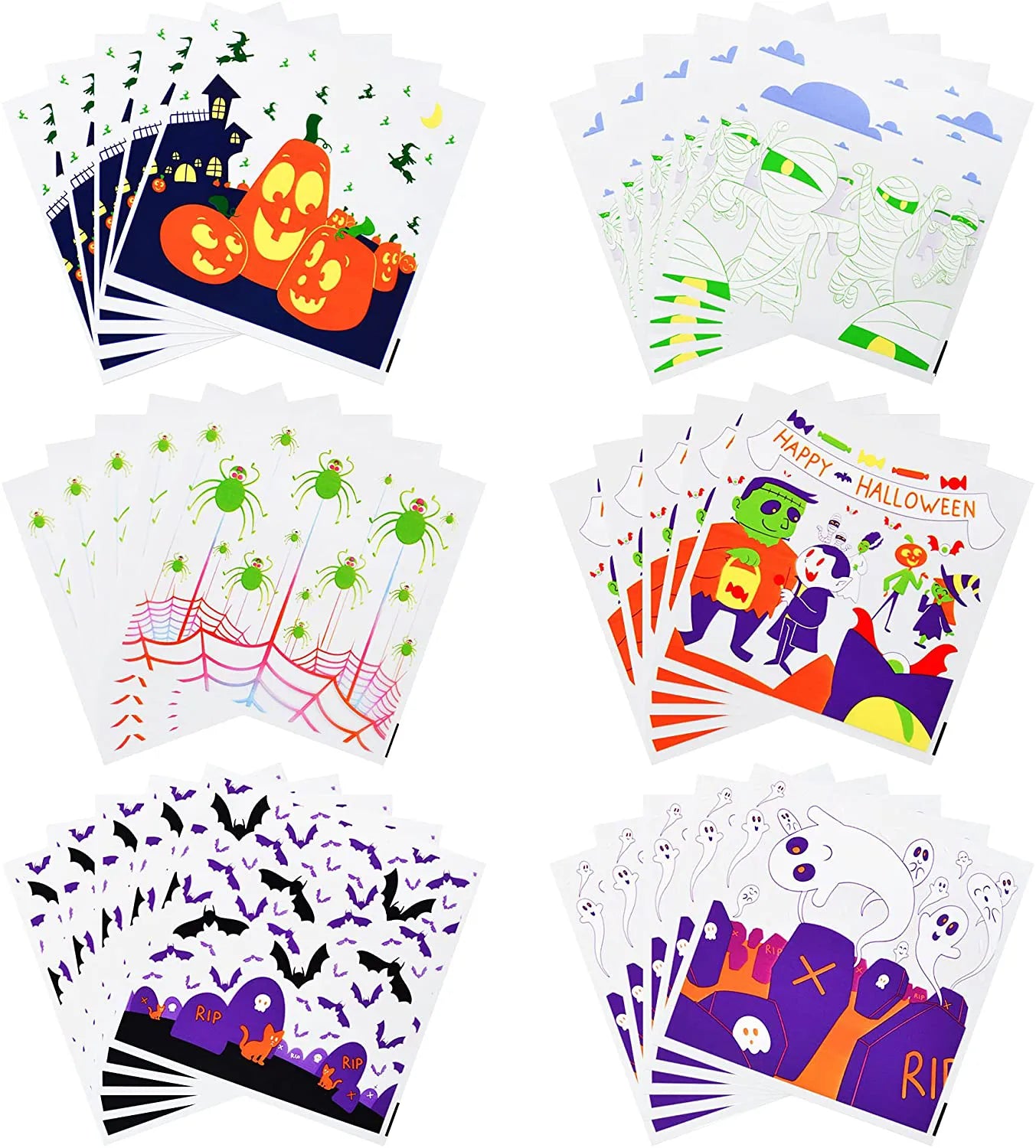 150 Pcs Halloween Clear Self-Adhesive Candy Bags