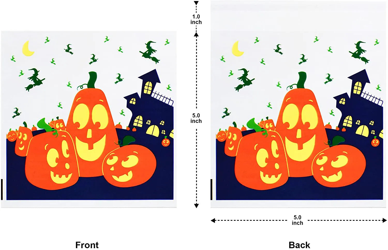150 Pcs Halloween Clear Self-Adhesive Candy Bags