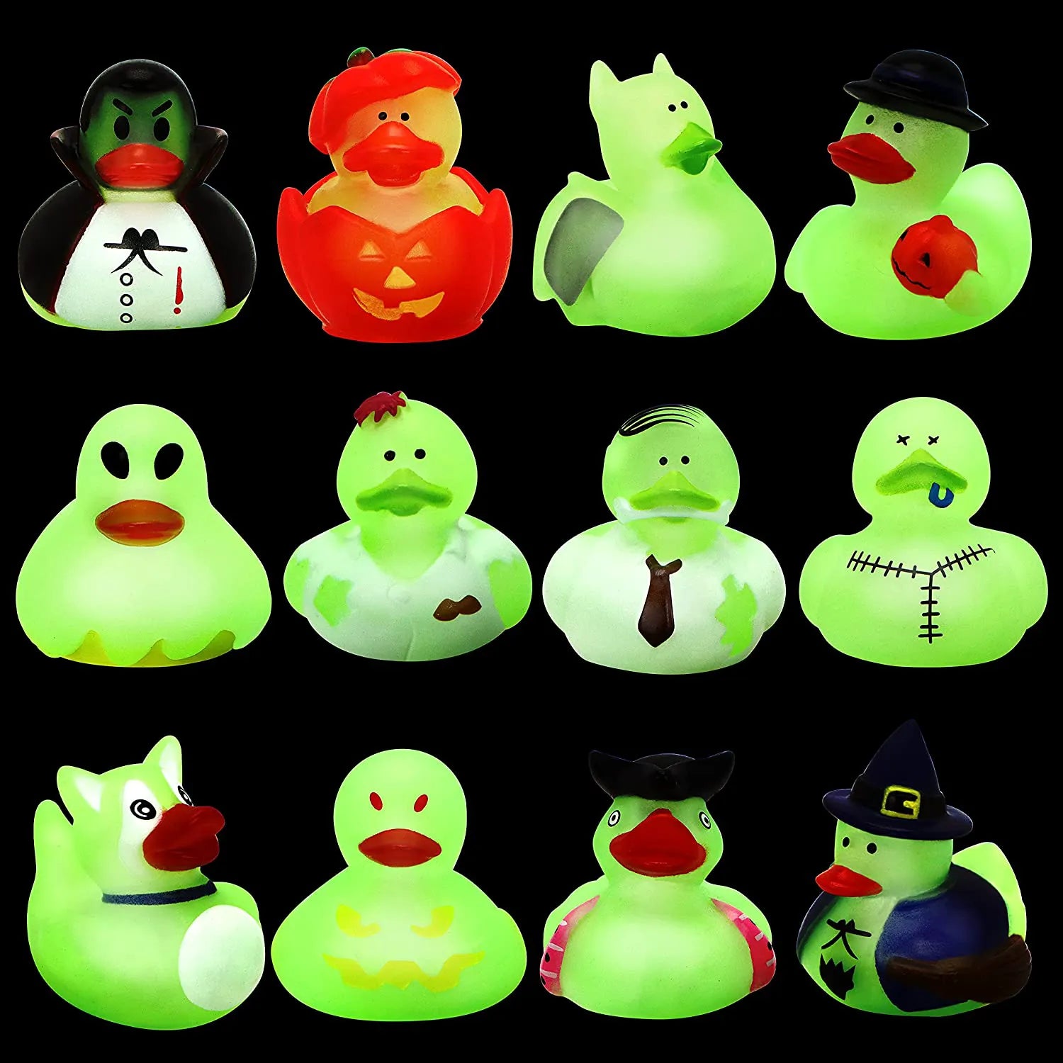 12 Glow-in-the-Dark Halloween Duckies for Fun Bath Time