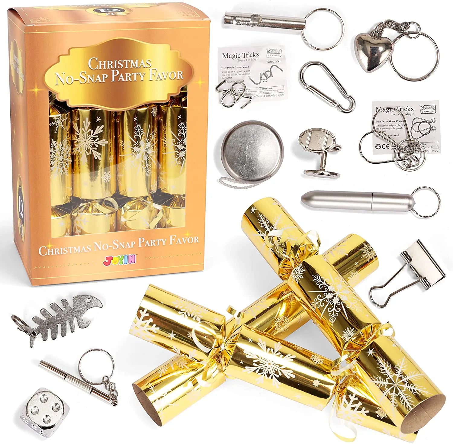 Christmas Party Table Favors (Gold Snowflake) - 12 Pack