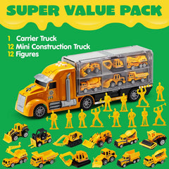 25-in-1 Die-Cast Construction Truck Toy Set
