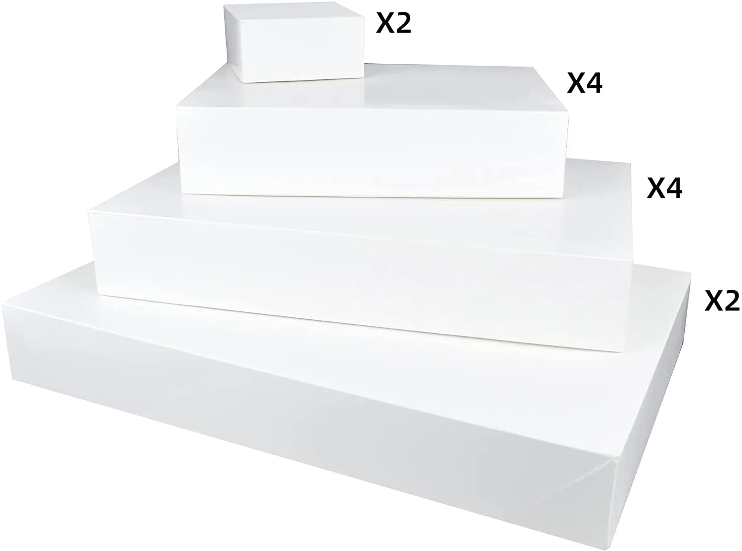 White Box with Assorted Sizes and Stickers, 12 Pcs
