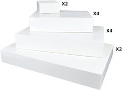White Box with Assorted Sizes and Stickers, 12 Pcs