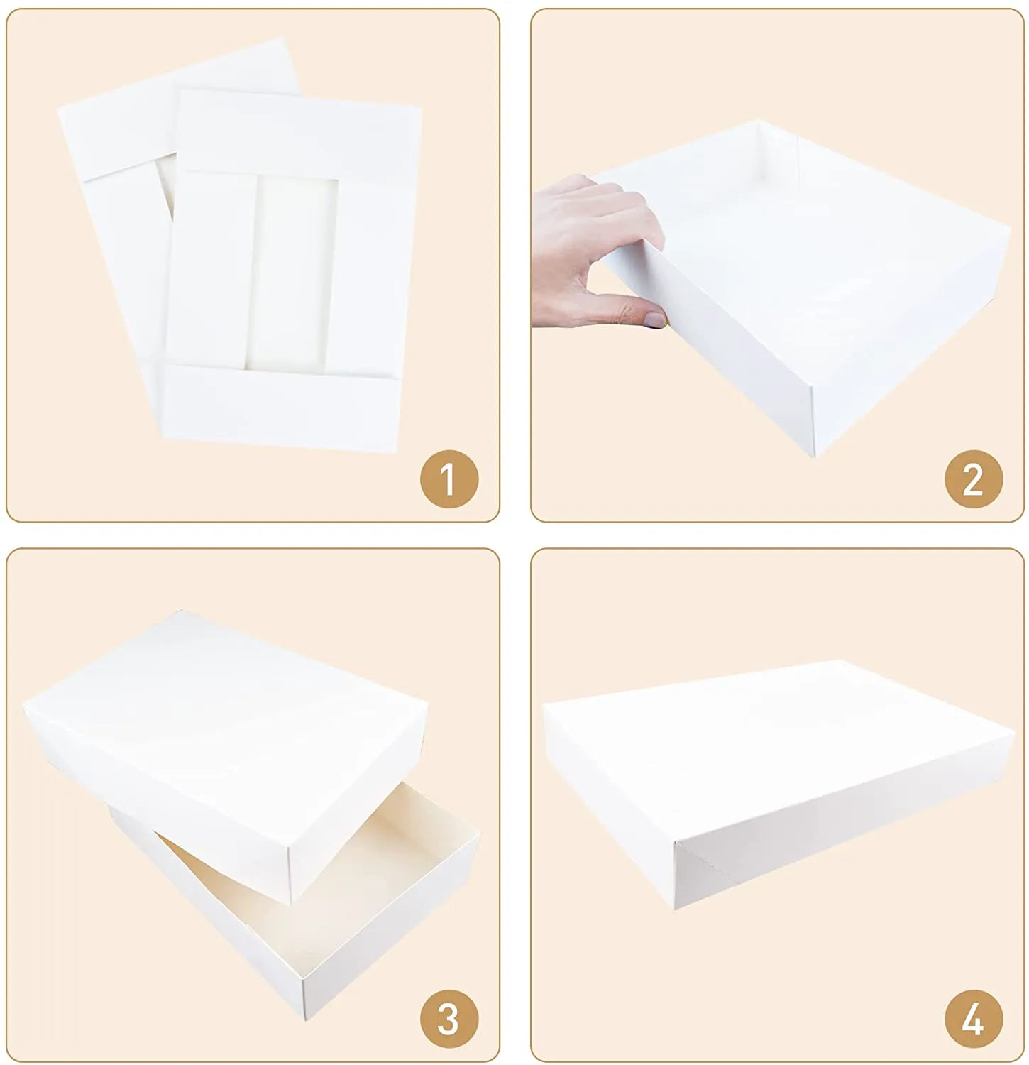 White Box with Assorted Sizes and Stickers, 12 Pcs