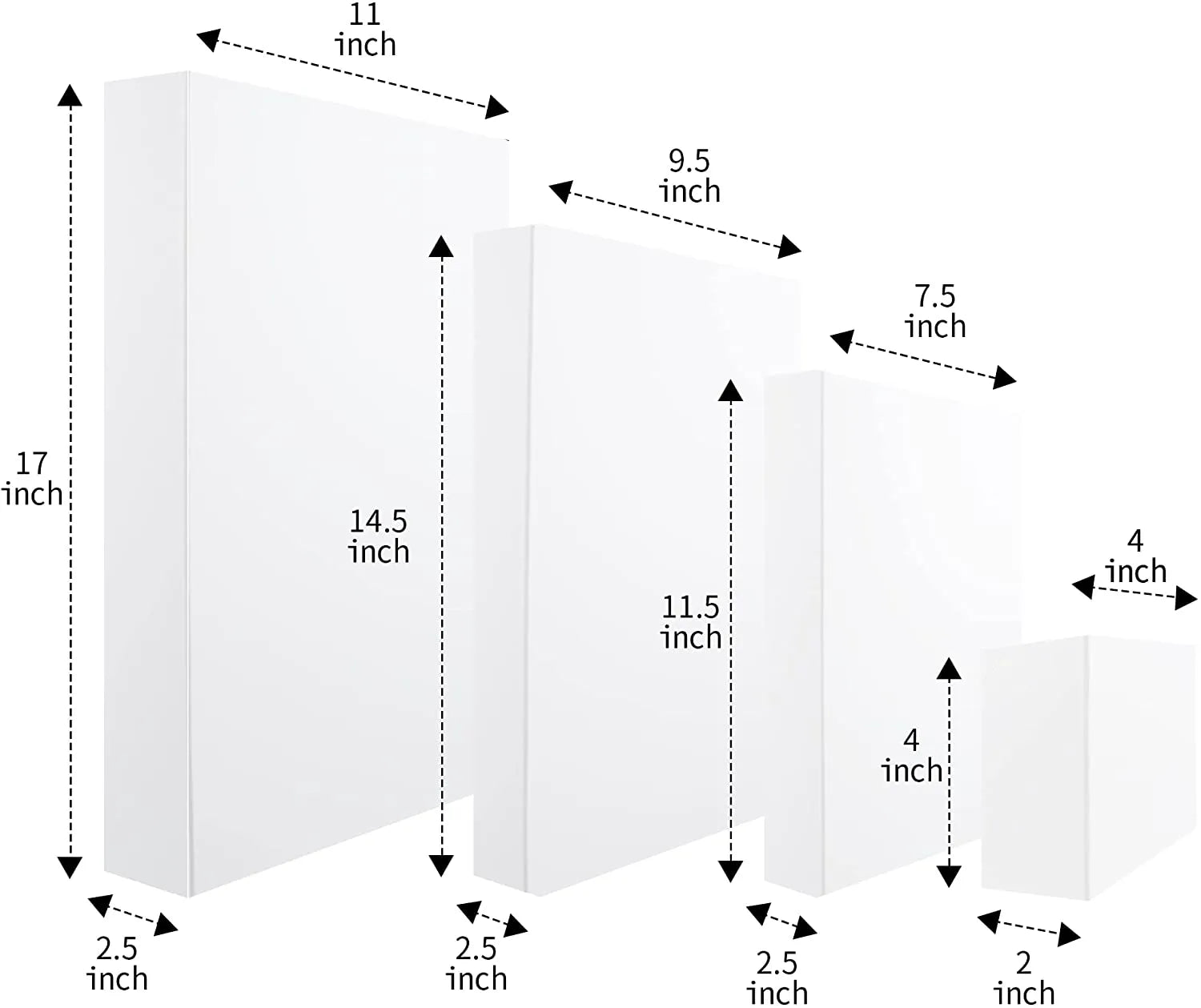 White Box with Assorted Sizes and Stickers, 12 Pcs