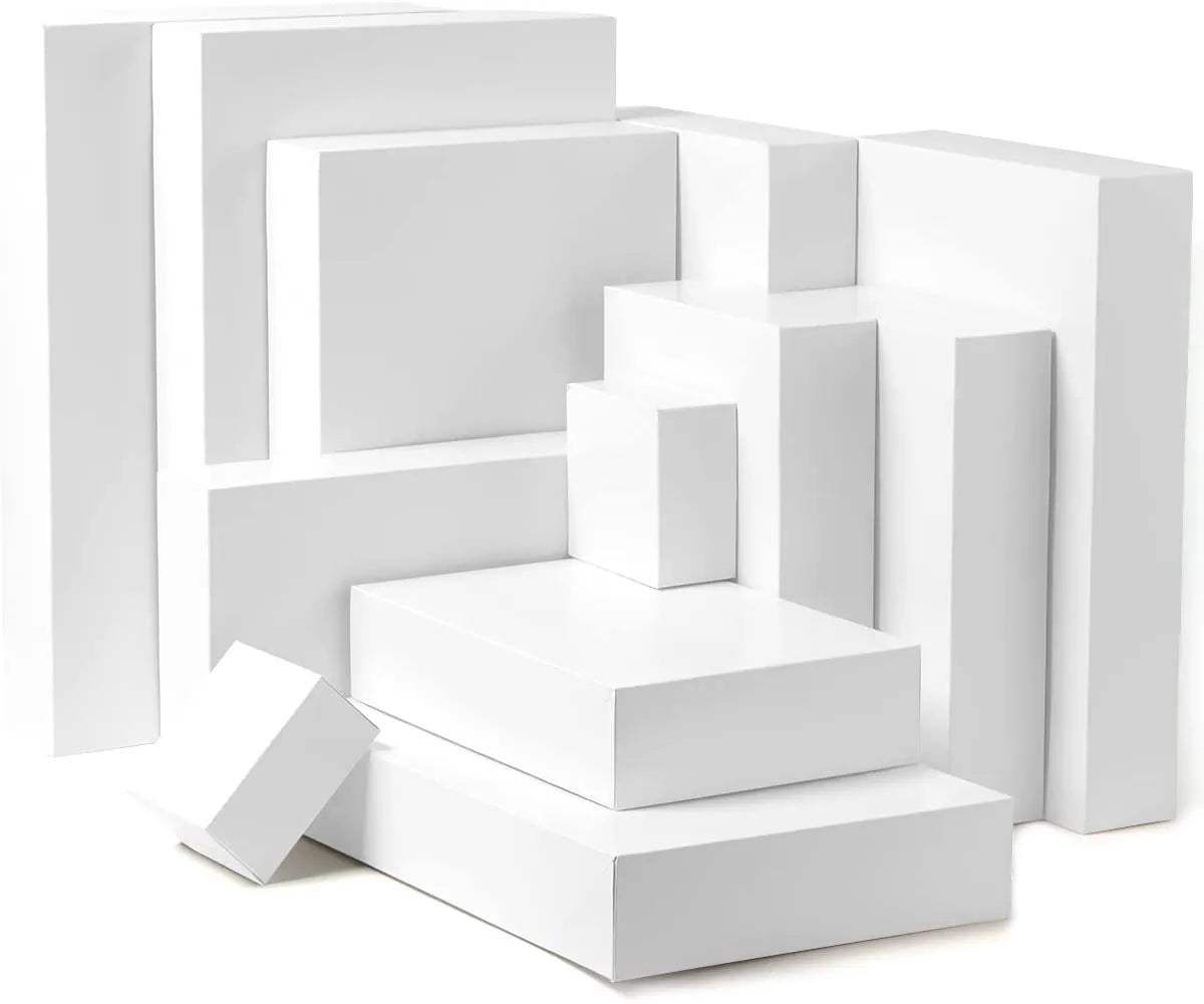 White Box with Assorted Sizes and Stickers, 12 Pcs