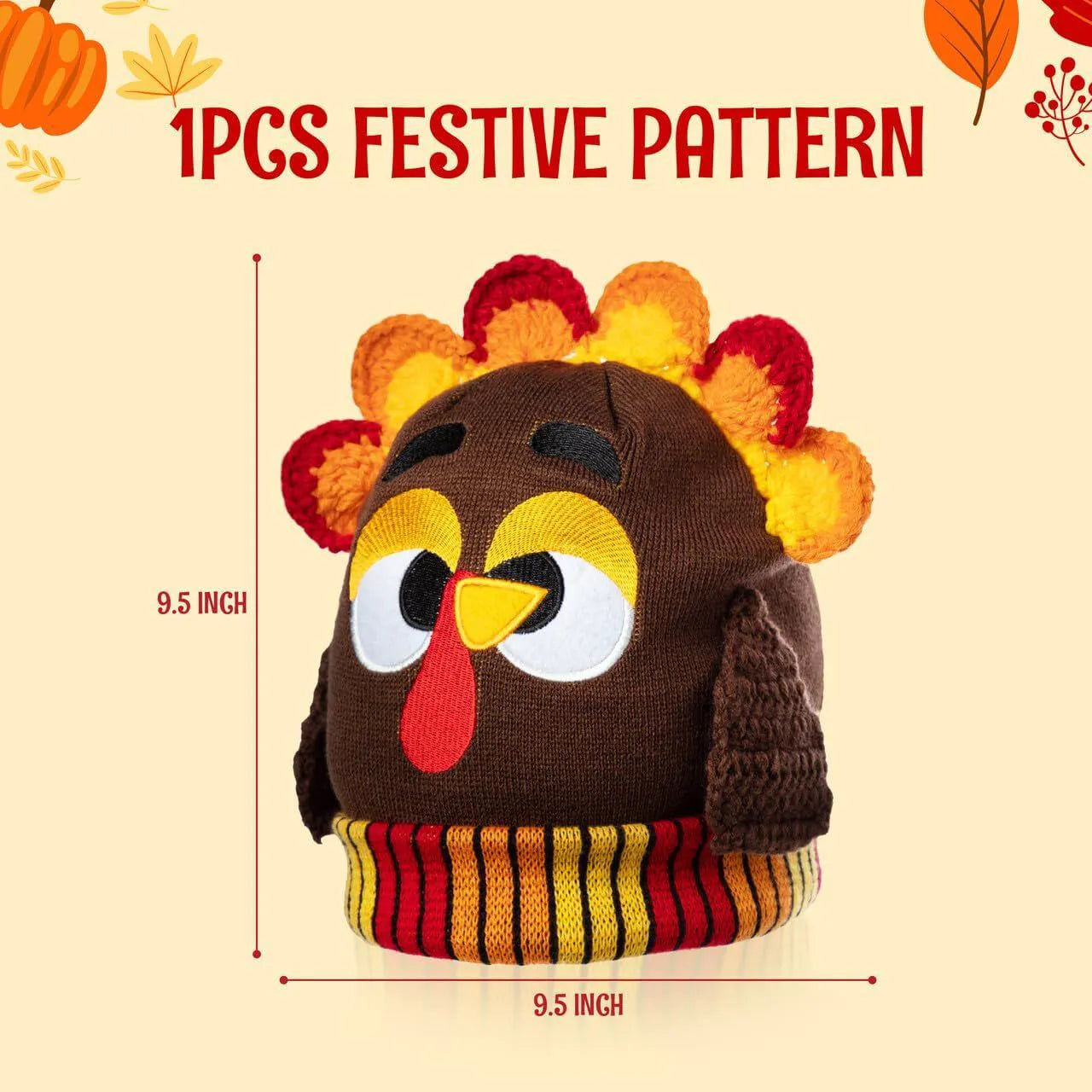 Thanksgiving Cute Pom Turkey Beanie Knitted Hat