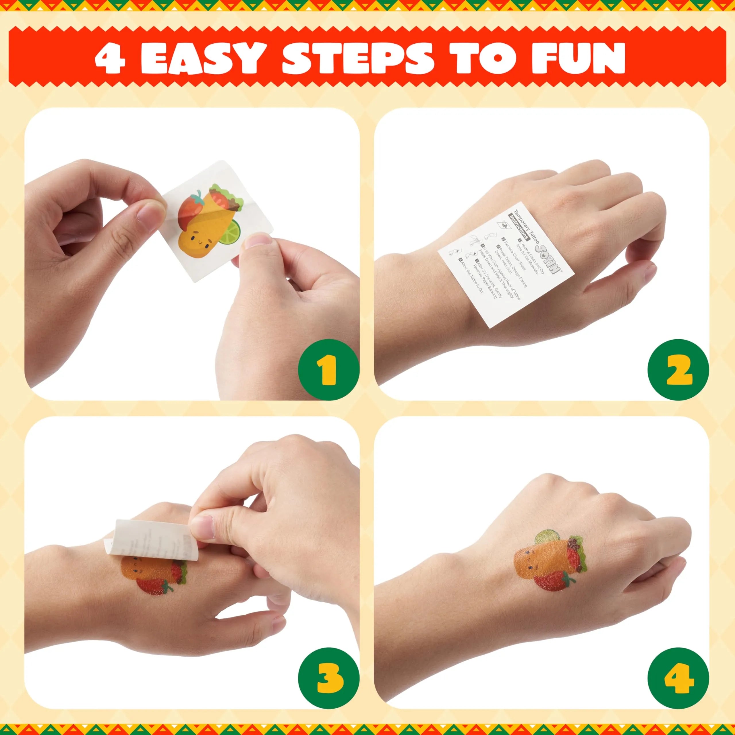 144 PCS Cinco De Mayo Temporary Tattoo Set for Mexican Themed Party