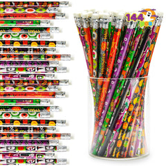 144 Pack Halloween Pencils with Erasers, 12 Unique Designs