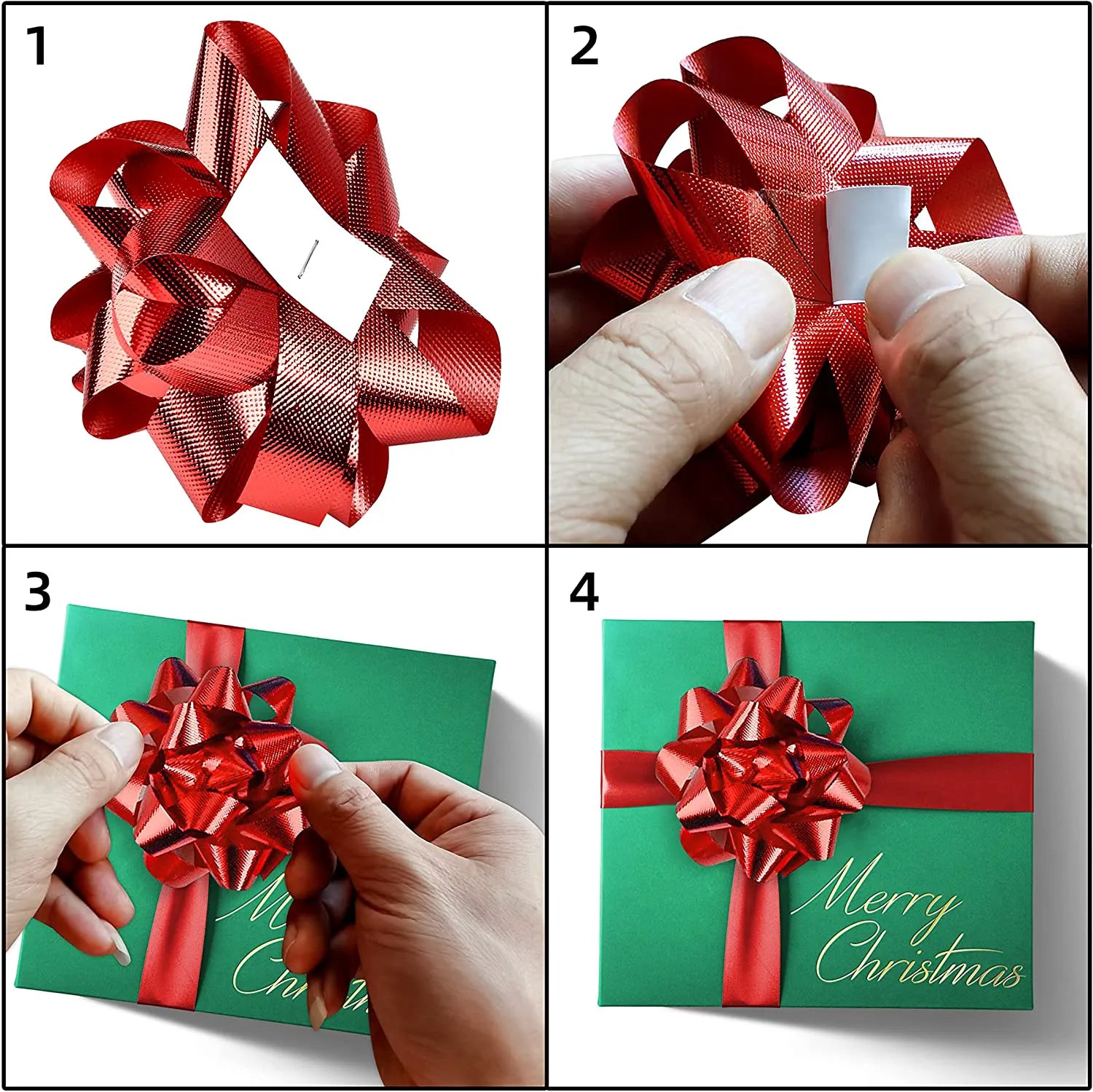 Assorted Bows - Red, Gold, Green (42 Pack)